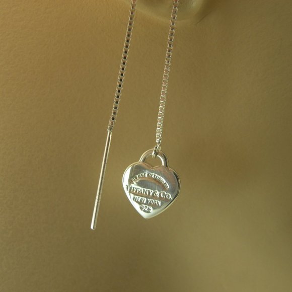 NEW Mini Heart Earrings Return to Tiffany & Co 925 Sterling Silver Threaders - Picture 10 of 16